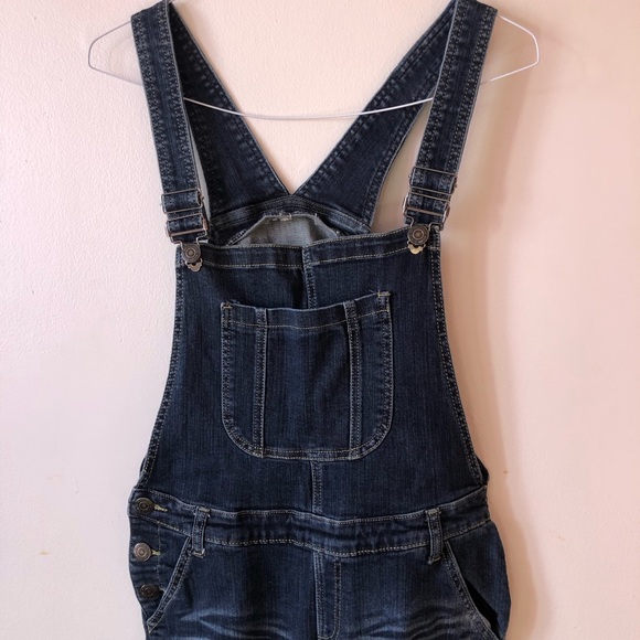 ❤️Machine Nouvelle Mode Italian Distressed Denim Overalls Dark Wash Size M 28 - Picture 3 of 10